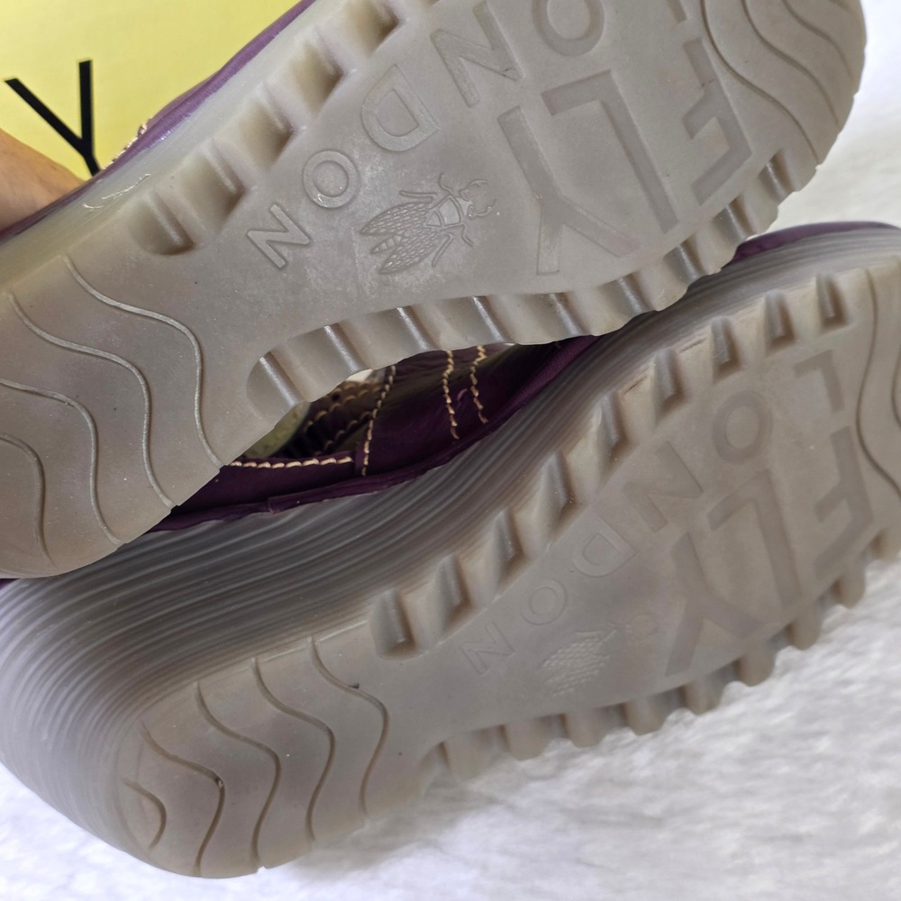 Fly London Yepe Lilla Purple Leather Wedge Sandals Loafers Womens 39 8 - Picture 6 of 8